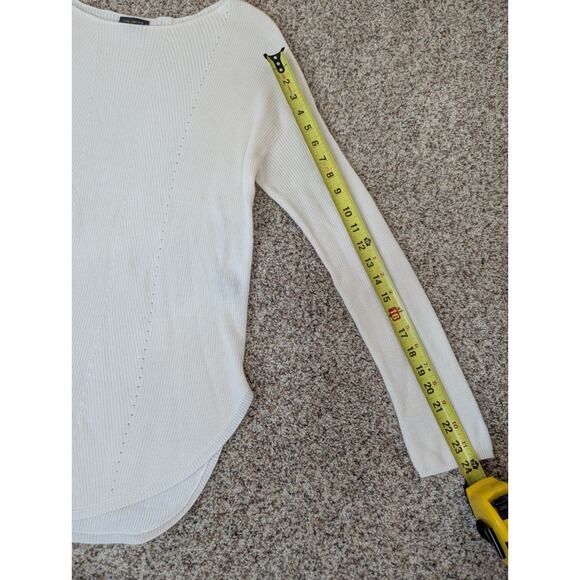 The Limited Ivory Cashmere Blend Long Sleeve Pullover Tunic Sweater Eyelets Sz M - Picture 7 of 10